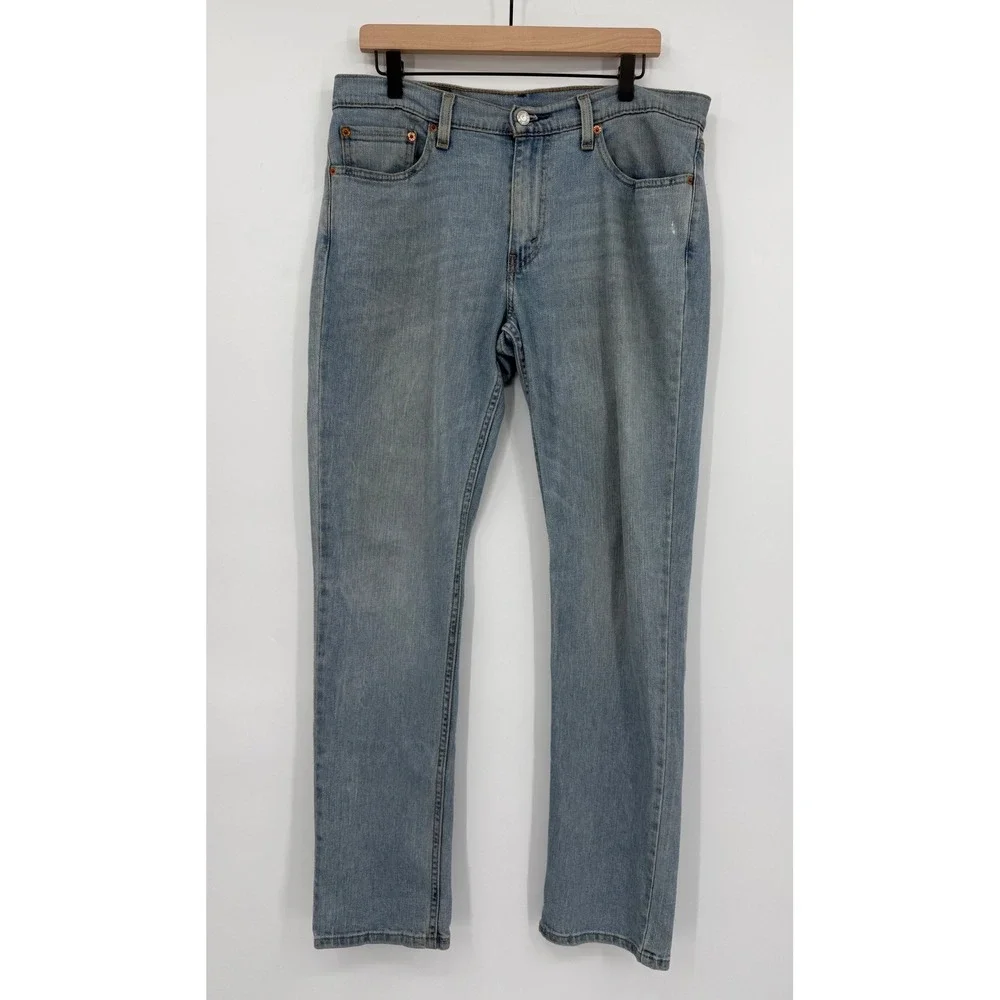 Levis 511 Jeans Mens 33x32 Blue‎ Slim Fit Light Wash Denim Pants Distressed
